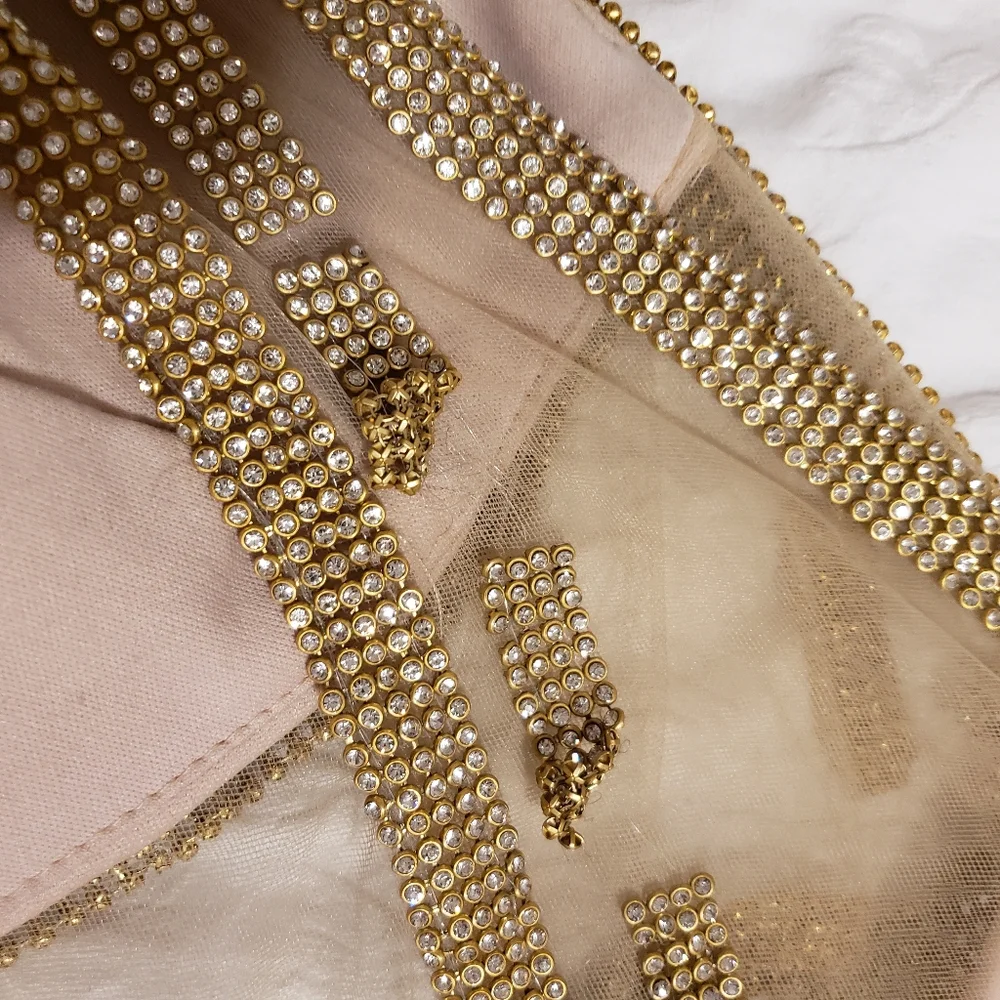 PARTY GOLD LONG DRESS WITH RHINESTONE SIZE 2XL - Picture 12 of 16